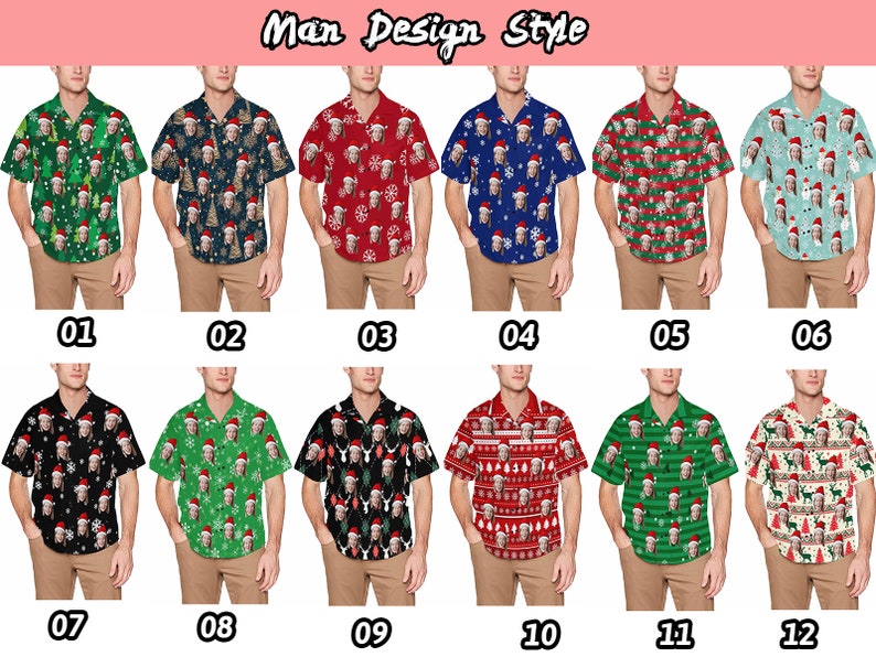 Custom Christmas Shirt with Face, Personalized Shirts with Photo, Custom Picture Hawaiian Shirt for Bachelor Party,