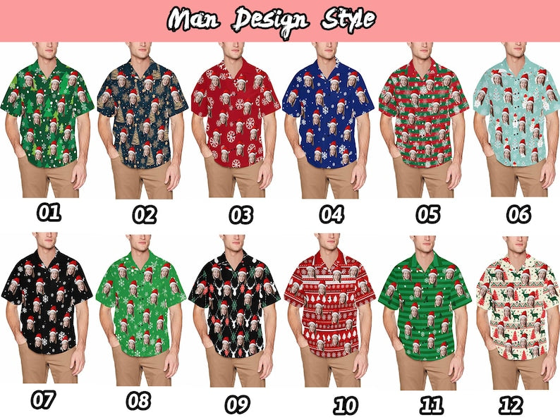Custom Christmas Shirt with Face, Personalized Shirts with Photo, Custom Picture Hawaiian Shirt for Bachelor Party, Personalized Dog Hoodie