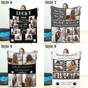 Custom Pet Photo Collage Memorial Fleece Blanket