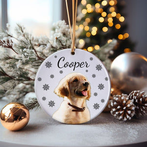 Custom Dog Picture Christmas Ornament, Personalized Dog Picture Ceramic Ornaments, Dog Owner Christmas Gifts, Dog Lover Christmas Gift Ornaments