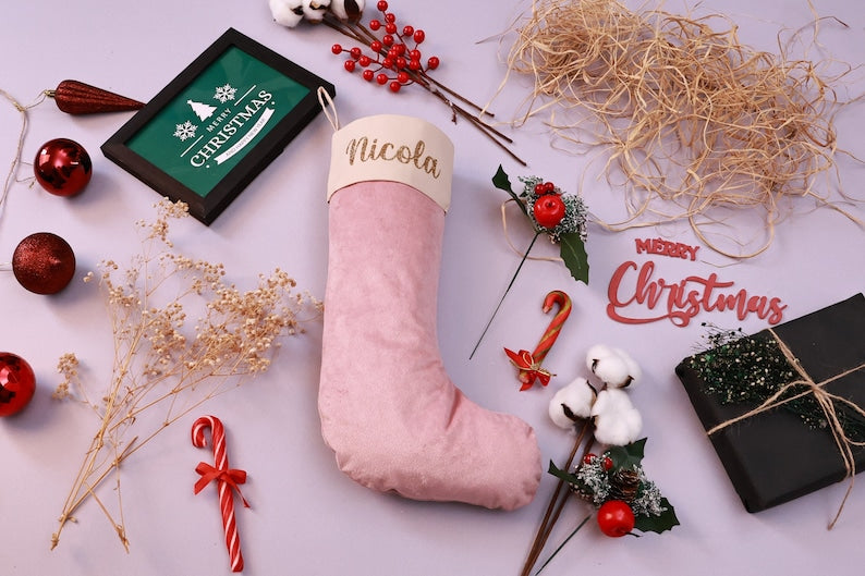 Velvet Christmas Stocking - Custom Name Christmas Stocking - Name Stockings - Family Stockings - Christmas Decor