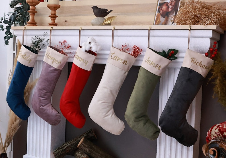 Velvet Christmas Stocking - Custom Name Christmas Stocking - Name Stockings - Family Stockings - Christmas Decor