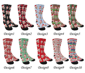 Custom Christmas Socks with Photo,Personalized Xmas Pattern Socks,Personalized Funny Face Socks,Custom Printed Socks,Birthday/Christmas Gift