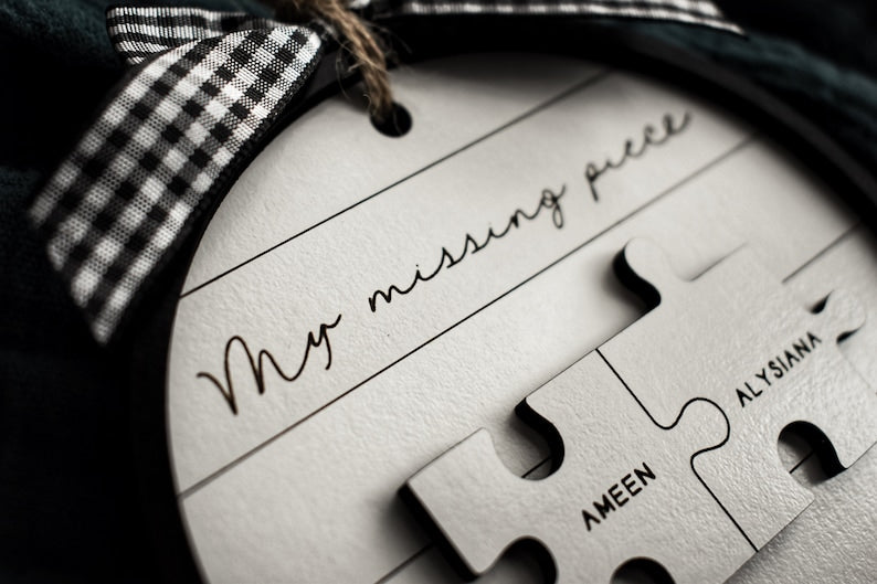 My Missing Piece Custom Engraved Couples Christmas Ornament Gift | Keepsake Puzzle Ornament | Sentimental Gift for Significant Other