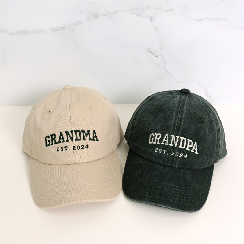 Custom Embroidered Hat, Personalized Date, Vintage Baseball Hat, Gift For New Grandma Grandpa, Pregnancy Announcement, Mothers day gift