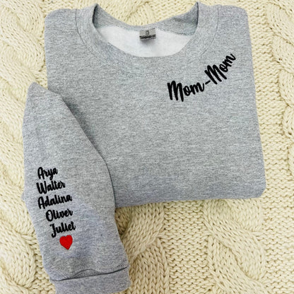 Personalized Embroidered Mama Shirt with Kids Name