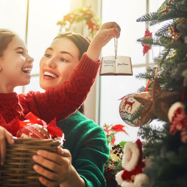 Personalized Reading Book Christmas Ornaments, Book Christmas Ornament, Librarian Book Ornament, Gift Reading Book Lover, More Book Ornament