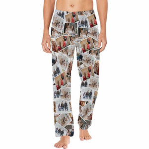 Customized Pajama Pants with Photo,Collage Photo Pants,Pictures Printed Pajama,Men's Pajama Bottoms,Gift for him,Birthday Day gift