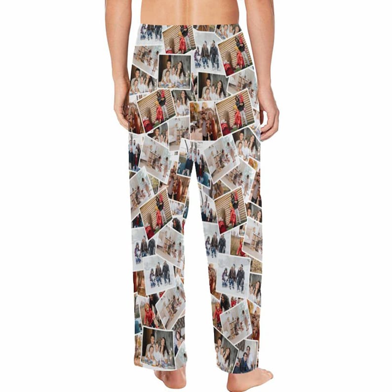 Customized Pajama Pants with Photo,Collage Photo Pants,Pictures Printed Pajama,Men's Pajama Bottoms,Gift for him,Birthday Day gift 20 pictures