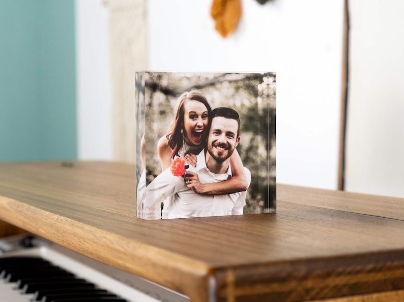Personalized Photo Block, Acrylic Glass Photo Block, Custom Acrylic Block Photo, Crystal Wedding gift, Birthday, Father's Day Gift, Valentin