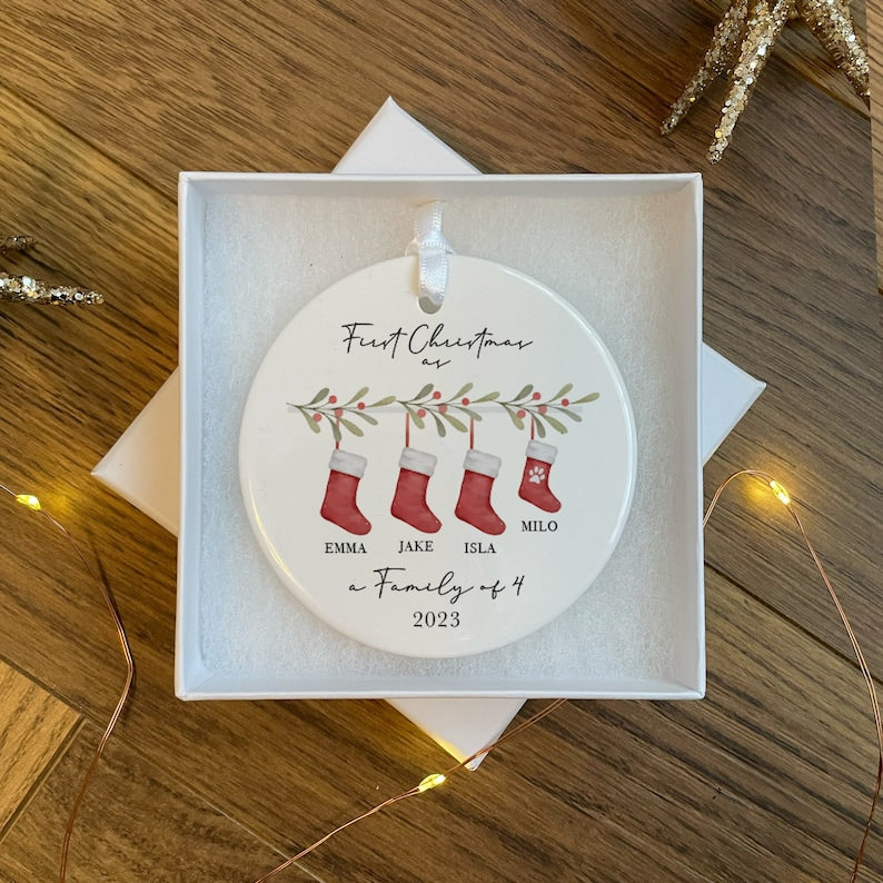 Personalised First Christmas as a Family of 3 Bauble - First Christmas Ornament - First Christmas Bauble - Baby First Xmas Tree Decoration