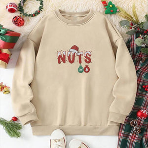 Chest Nuts Matching Couple Embroidered Sweatshirt, Merry Christmas Crewneck Holiday Embroidery Pullover His and Hers Couple Sweater