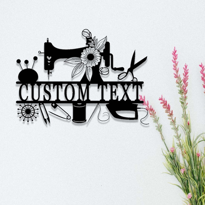 Custom Sewing Machine Metal Sign,Sewing Room Wall Decor,Personalized Sewing Sign,Quilting Room Sign,Sewing Metal Wall Art,Tailor Shop Sign