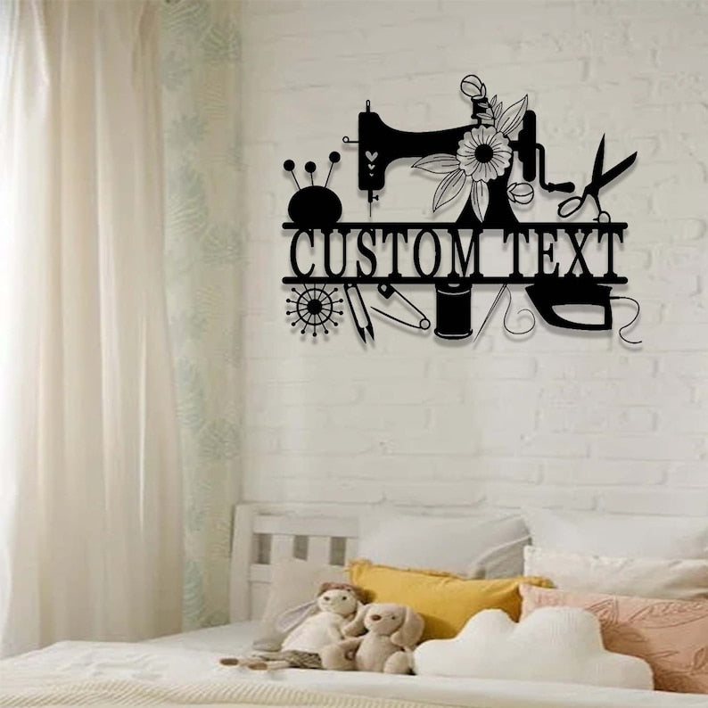 Custom Sewing Machine Metal Sign,Sewing Room Wall Decor,Personalized Sewing Sign,Quilting Room Sign,Sewing Metal Wall Art,Tailor Shop Sign