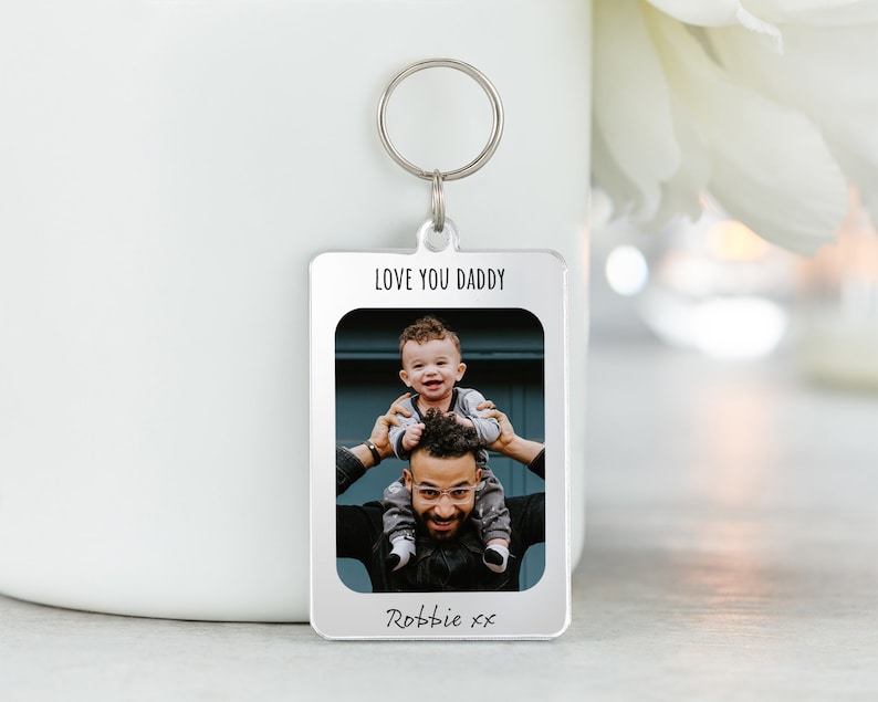 Dad Gift, Personalised Dad Father Keyring Keychain, Dad Custom Photo Gift, Birthday Gift for Dad, Acrylic Plaque, Christmas Gift for Dad