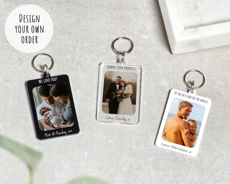 Dad Gift, Personalised Dad Father Keyring Keychain, Dad Custom Photo Gift, Birthday Gift for Dad, Acrylic Plaque, Christmas Gift for Dad