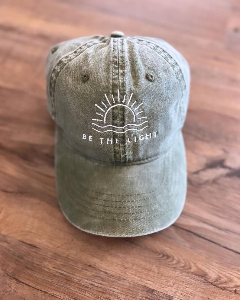 Be The Light Embroidered Hat, Religious Hat, Women's Cap, Gift For Her, Women's Clothing, Embroidered Hat, Christian Clothing, Sunshine Hat il_794xN.5437609958_hq6i.jpg