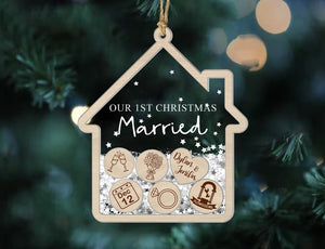 Personalized Married Ornament, First Christmas Married Ornament, Wedding Christmas Ornament, Custom Couple Ornament, Just Married Ornament