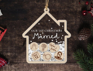 Personalized Married Ornament, First Christmas Married Ornament, Wedding Christmas Ornament, Custom Couple Ornament, Just Married Ornament