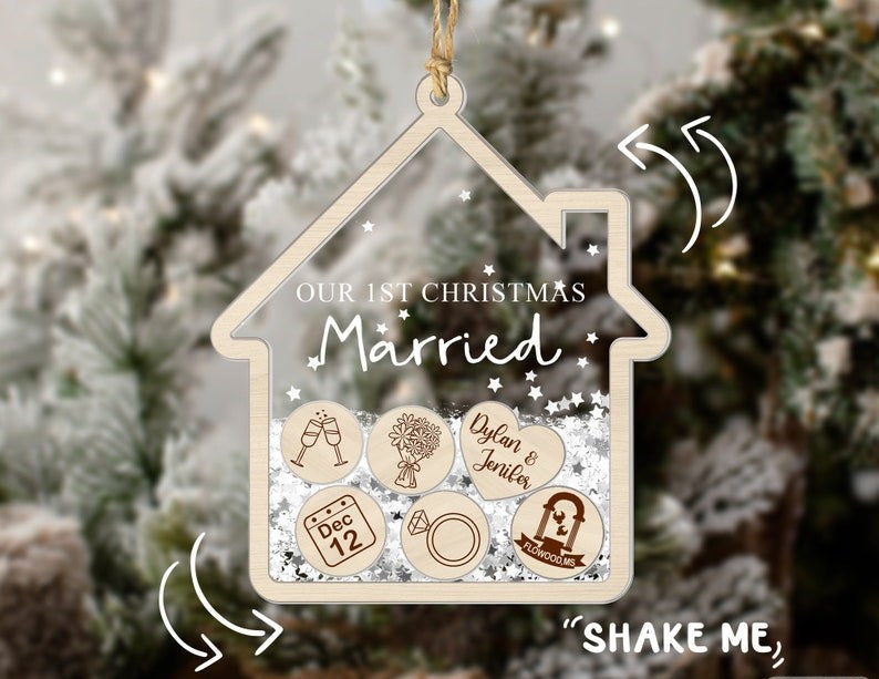 Personalized Married Ornament, First Christmas Married Ornament, Wedding Christmas Ornament, Custom Couple Ornament, Just Married Ornament