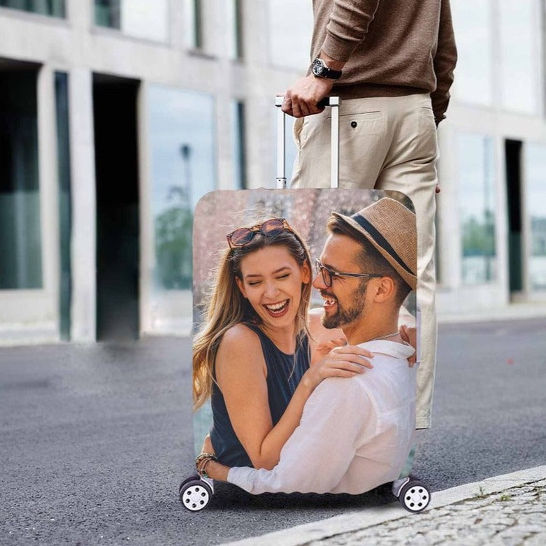 Custom Photo Luggage Cover, Personalize Pet Photo Logo Suitcase Covers, Customized Luggage Wrap Suitcase Protector, honeymoon gifts