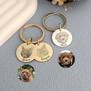 Custom Portrait Pet Memorial Keychain, Pet Lover Gift Pet Loss Gifts
