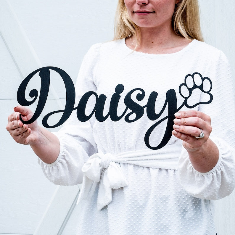Personalized Metal Pet Name with Paw | Custom Metal Dog D cor | Dog Name Sign | Gift for Dog Mom Dog Dad | Pet Loss Gift Dog Memorial Gift