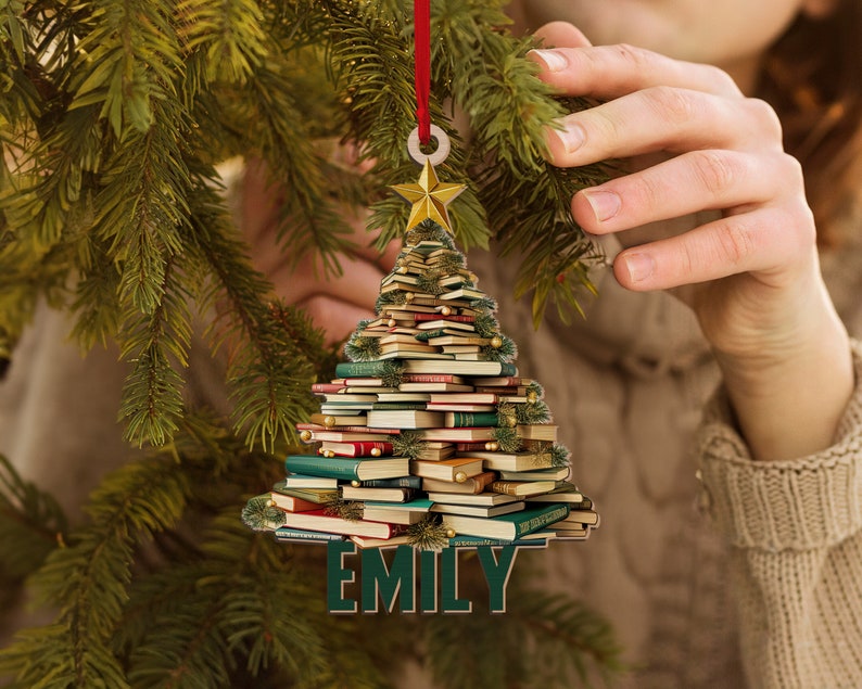 Personalized Name Book Christmas Tree Ornament, Book Christmas Ornament, Reading Book Ornament, Library Book Store Ornament il_794xN.5440395298_dmqa.jpg