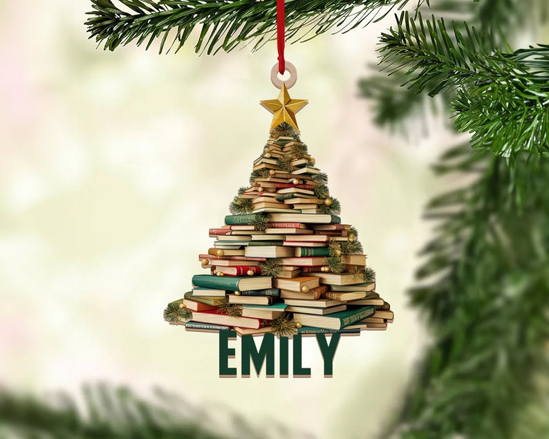 Personalized Name Book Christmas Tree Ornament, Book Christmas Ornament, Reading Book Ornament, Library Book Store Ornament il_794xN.5440395300_rdr2.jpg