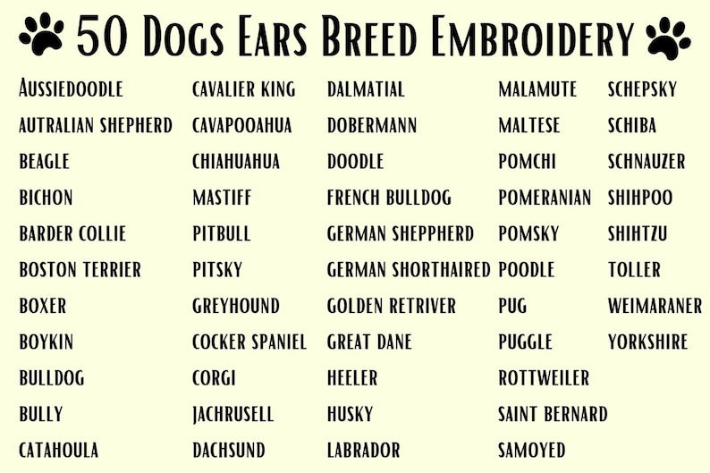 EMBROIDERED Dog Ears with Personalized Names
