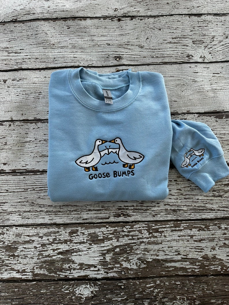Embroidered Goose Bumps Sweatshirts | Goose Bumps Embroidery Crewneck | Funny Sweatshirts | Unisex Goose Embroidered | Animal Crewneck il_794xN.5441315884_597j.jpg