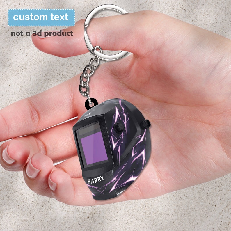 Welding Helmet Personalized Keychain, Welder Mask 2D Acrylic Keychain, Custom Welder Keychain, Welder Gift