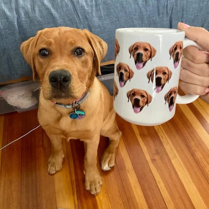 Custom Dog Face Mug, Personalized Dog Face Pattern Mug