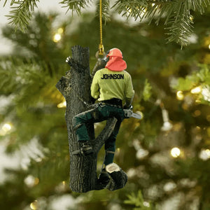 Personalized Arborist Christmas Ornament, Logger Hanging Ornament, Custom Acrylic Flat Ornament, Tree Cutter Decor, Gift For Tree Trimmer