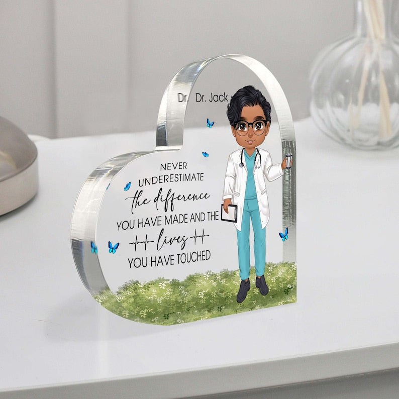 Personalized Doctor Gift, Gift For Doctor, Doctor Graduation Gift, Doctor Retirement gift, Doctor Christmas Gifts Heart Acrylic Plaque