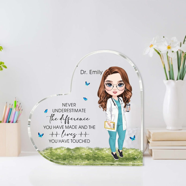 Personalized Doctor Gift, Gift For Doctor, Doctor Graduation Gift, Doctor Retirement gift, Doctor Christmas Gifts Heart Acrylic Plaque