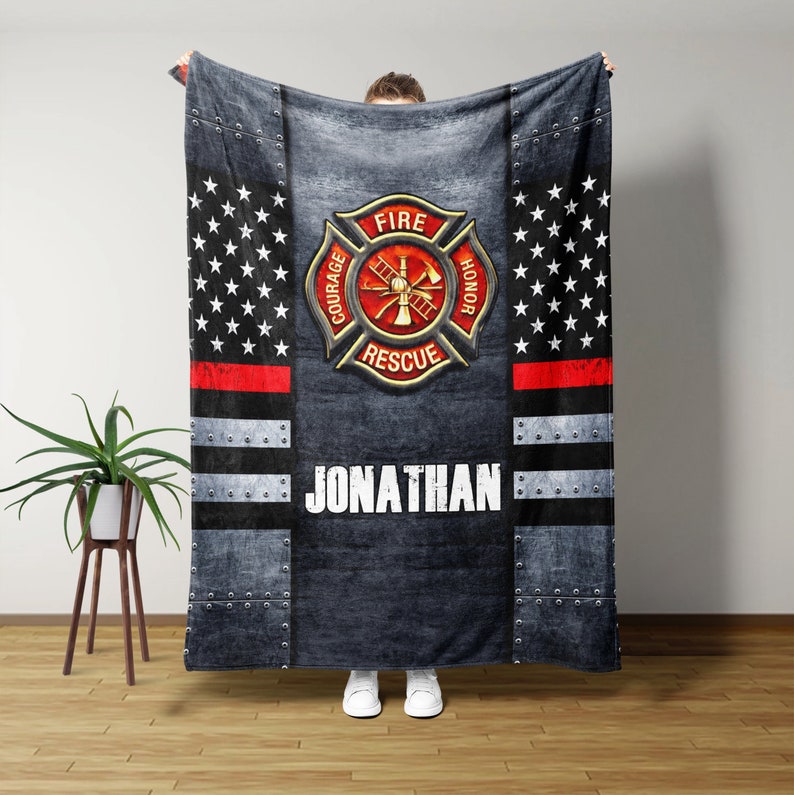 Personalized Gifts, Custom Blanket, Firefighter Blanket, Gifts for Firemen, Fireman Gifts for Men,Dad Gifts