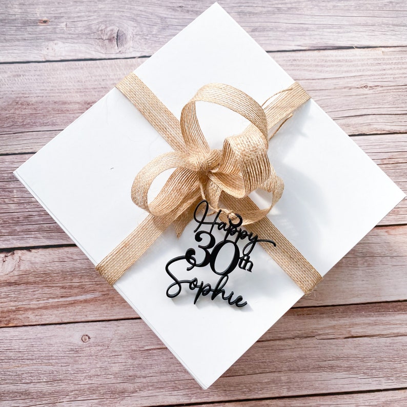 Personalised Birthday Wooden Gift Tag with Name and Age Gold Silver Rose Gold Black Natural Colour 21st 30th 40th 50th 60th 70th Birthday