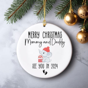 new baby christmas ornament for new parents, promoted to parents, christmas ornament pregnancy, new baby annoucement gift for mom dad to be