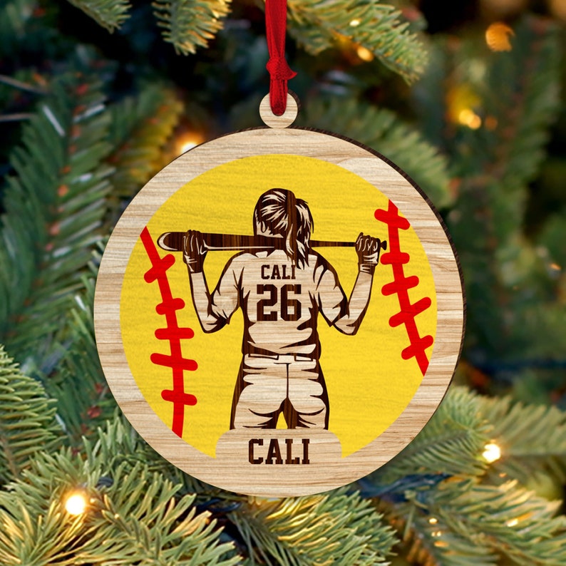 Personalized Softball Ornament, Custom Softball Ornaments, Softball Christmas Ornament, Sports Ornament Personalized, Sport Team Ornament