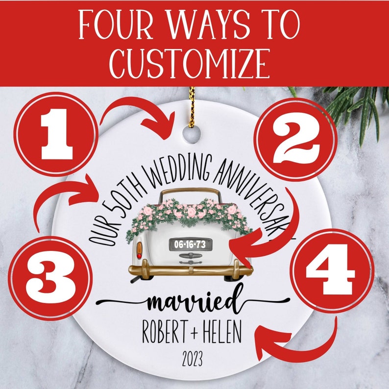 Anniversary Ornament, Anniversary Gift for any number of years married - 5th 10th 25th 40th 50th, Personalized Marriage Anniversary Gift