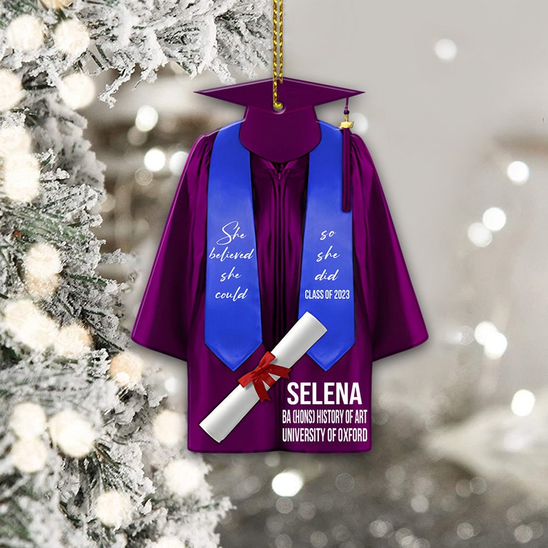 Personalized Graduation Ornament, Graduation Gown, Class Of 2024, Graduation Gifts, Graduation Christmas Customshape Ornament For Him