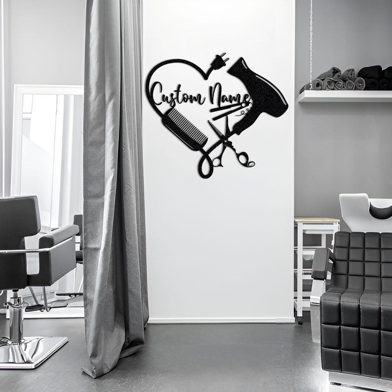 Personalized Hair Salon Metal Sign: Custom Hairstyle Shop Decor