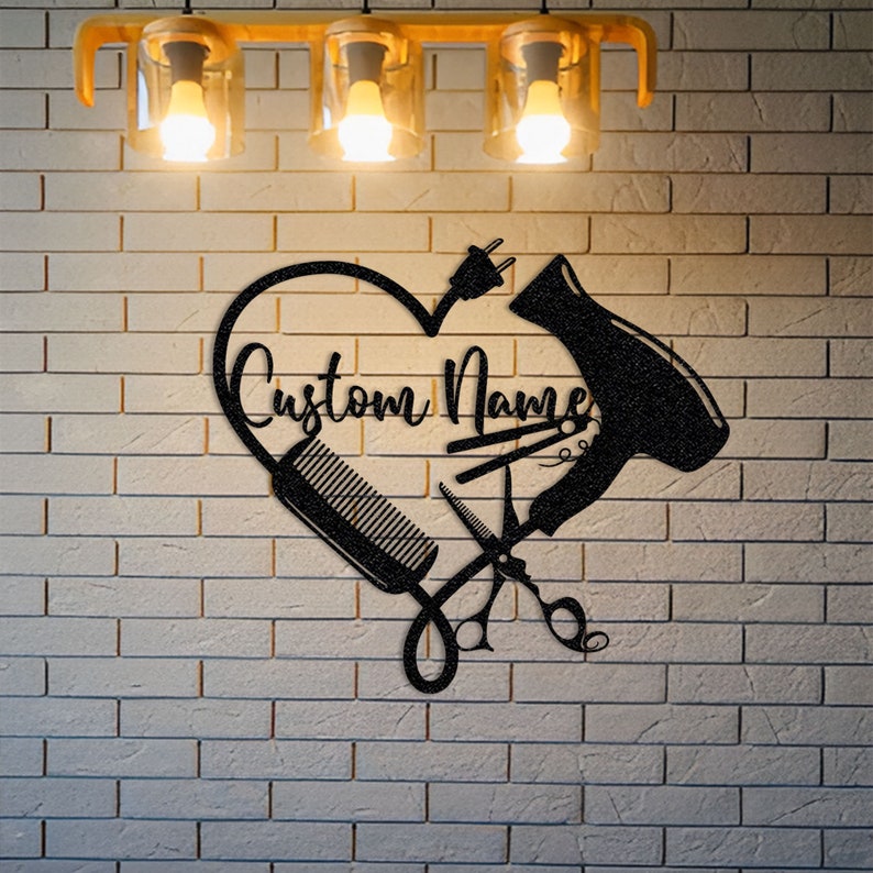 Personalized Hair Salon Metal Sign: Custom Hairstyle Shop Decor
