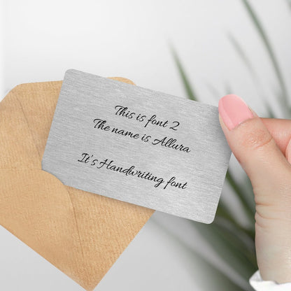 Personalised Metal Wallet Card - Add any text custom card - Keepsake Gift For Him, Boyfriend, Husband, Valentines, Anniversary - own text
