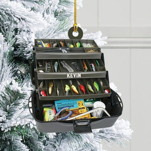 Personalized Fishing Flat Christmas Ornament, Fisher Acrylic Orrnament, Fishing Christmas Tackle Box Christmas, Gift For Fishing Lover