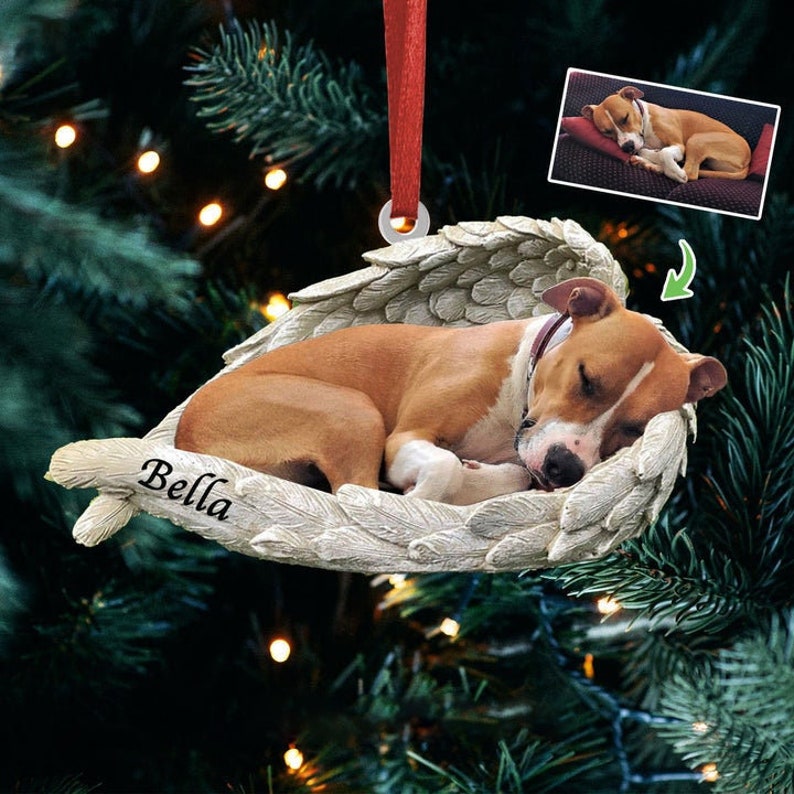 Personalized Photo Dog Loss Memorial Ornament Sleeping Pet Within Ang Best Custom