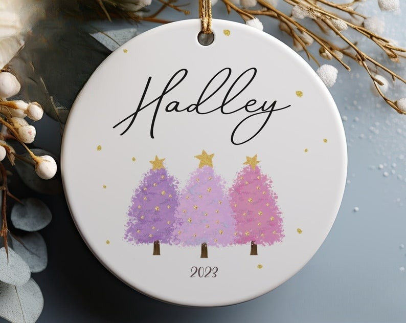 Girls Personalized Christmas Ornament - Baby's First Christmas Ornament 2024 - Baby Girl Custom Ornament