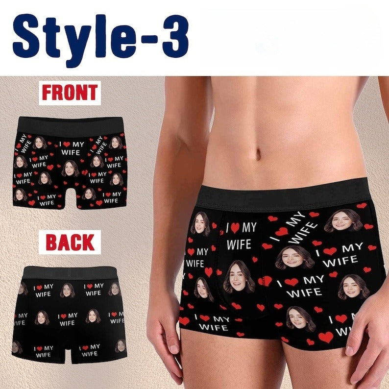 Personalized Boxers for Husband/Boyfriend,Anniversary/Birthday/Valentines Day Gift for Him, Face Underwear for Men,Custom Photo Boxer Briefs
