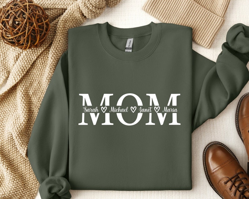 Custom Mom Sweatshirt, Custom Mom And Children Names Sweatshirt, Family Matching Tee, Women Sweatshirt, Gift For Mom, Mothers Day Gift